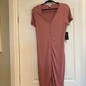 Fitted Short Sleeve Ankle Length Dress